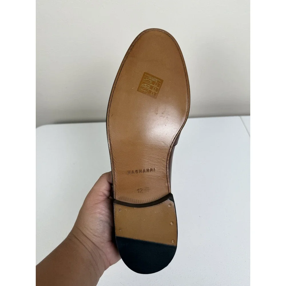 Magnanni‎ Mens Loafers Tassel Brown Leather Dress Shoes Size 12B Made in Spain